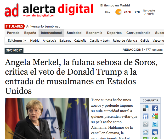 Alerta digital: Angela Merkel, la fulana sebosa de Soros, critica el veto de Donald Trump a la entrada de musulmanes en Estados Unidos