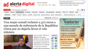 Una mujer somalí reclamó 2.372 euros a una escuela de enfermería de la República Checa por no dejarla llevar el velo islámico