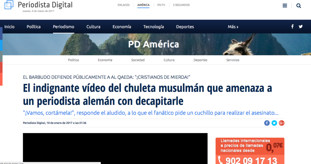 El indignante vídeo del chuleta musulmán que amenaza a un periodista alemán con decapitarle