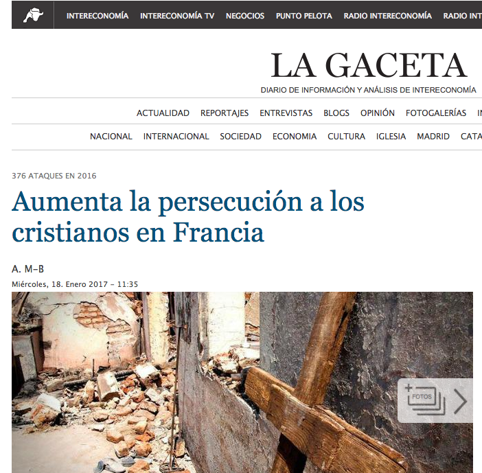 La Gaceta: Aumenta la persecución a los cristianos en Francia
